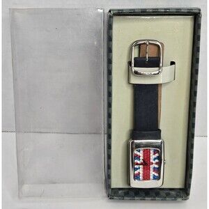 Fossil Watch Rhinetone British Union Jack Face With Box 27mmx40mm Rare HTF